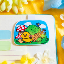 Load image into Gallery viewer, A playful bamboo sticker featuring a chunky, round character happily sipping on a cup of boba tea. The design has a cartoonish and whimsical style, with the character’s adorable chubby cheeks and a big smile, holding a boba cup filled with tapioca pearls. The natural bamboo texture adds an earthy, eco-friendly charm, while the vibrant details of the boba cup bring a fun pop of color. Perfect for adding a cute touch to water bottles, laptops, or notebooks