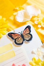 Load image into Gallery viewer, A delicate magnetic bookmark featuring a beautifully detailed purple butterfly with elegant, fluttering wings. This eco-friendly bookmark has a soft, hand-drawn style, perfect for adding a touch of nature’s beauty to your reading! 🦋📖✨