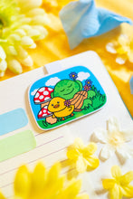 Load image into Gallery viewer, A playful bamboo sticker featuring a chunky, round character happily sipping on a cup of boba tea. The design has a cartoonish and whimsical style, with the character’s adorable chubby cheeks and a big smile, holding a boba cup filled with tapioca pearls. The natural bamboo texture adds an earthy, eco-friendly charm, while the vibrant details of the boba cup bring a fun pop of color. Perfect for adding a cute touch to water bottles, laptops, or notebooks