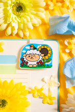Load image into Gallery viewer, A charming magnetic bookmark featuring a fluffy sheep and a delicate hummingbird sharing a peaceful moment. This eco-friendly bookmark has a soft, hand-drawn style, perfect for adding a touch of nature’s magic to your reading! 🐑🌸🐦✨