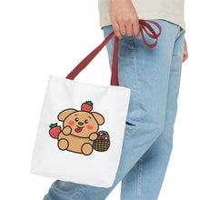 Load image into Gallery viewer, Strawberry Puppy Tote Bag – Cute Picnic Market Shopper