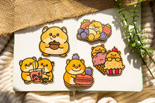 Load image into Gallery viewer, Belugabee Bamboo Sticker Collection: A delightful set of five hamster-inspired designs, each crafted on eco-friendly bamboo. Elevate your style with these charming 3x3-inch stickers. 🐹🌿 #BambooSticker #HamsterDesigns #CuteDecor