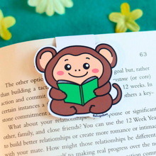 Load image into Gallery viewer, Monkey Reading Bookmark