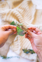 Load image into Gallery viewer, An eco-friendly bamboo sticker featuring a turtle with a strawberry-patterned shell.