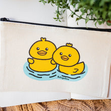 Load image into Gallery viewer, Belugabee Duckies Pencil Pouch: Whimsical design featuring two adorable duckies swimming, adding charm to your everyday essentials. Elevate your stationery game with this delightful pouch. 🦆🌿 #DuckiesPencilPouch #WhimsicalDesign #CharmingStationery
