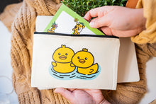 Load image into Gallery viewer, Belugabee Duckies Pencil Pouch: Whimsical design featuring two adorable duckies swimming, adding charm to your everyday essentials. Elevate your stationery game with this delightful pouch. 🦆🌿 #DuckiesPencilPouch #WhimsicalDesign #CharmingStationery