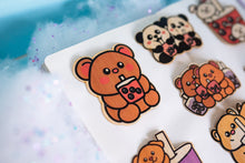 Load image into Gallery viewer, Belugabee Bamboo Sticker: Embrace the cuteness of a bear enjoying boba! Elevate your style with this eco-friendly 3x3-inch sticker. 🐻🍵 #BambooSticker #BearAndBoba