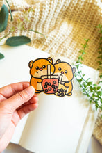 Load image into Gallery viewer, Belugabee Bamboo Sticker: Adorable duo of hamsters holding boba cups, crafted on eco-friendly bamboo. Elevate your style with this charming 3x3-inch sticker. 🐹🥤🌿 #BambooSticker #HamsterBobaDesign #CuteDecor