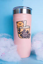 Load image into Gallery viewer, Charming kittens with boba, now adorning your cup, bringing a playful and delightful touch to your drinkware! 🐾🥤 #CupAdorned #KittensBobaSticker #BambooArt