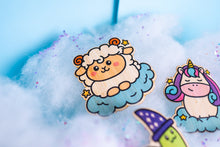 Load image into Gallery viewer, Unicorn, rainbow alpaca, wizard snail, and dreamy sheep depicted in a charming composition of fantasy and wonder. 🌈🦄🐌🐑 #MagicalStickers #BambooArt #FantasyMagic