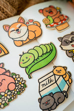 Load image into Gallery viewer, A lovable puppy with big, joyful eyes and floppy ears, wagging its tail with excitement! This eco-friendly bamboo sticker showcases soft colors and a heartwarming design, perfect for decorating laptops, water bottles, notebooks, and more. A must-have for dog lovers!