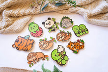 Load image into Gallery viewer, illustration of a turtle with a strawberry-patterned shell on an eco-friendly bamboo sticker.