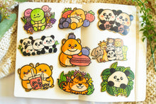 Load image into Gallery viewer, This set includes a green turtle cartoon character with a red tongue sticking out, holding a waffle cone ice cream with a white swirl on top. The adhesive is very strong, so make sure you stick this sticker onto a place where you'd want it for a long time