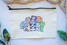 Load image into Gallery viewer, Colorful zoo animals pencil case featuring a vibrant design with playful illustrations of lions, elephants, giraffes, and other zoo animals, perfect for keeping your stationery organized in style.