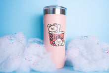 Load image into Gallery viewer, Belugabee Bamboo Sticker: Adorable bunnies enjoying boba on your water bottle. Elevate your style with this eco-friendly 3x3-inch sticker. 🐇🍵 #BambooSticker #BunniesAndBoba #WaterBottleDecor