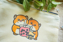 Load image into Gallery viewer, Belugabee Hamsters and Boba Pencil Pouch Alt Text: Playful hamsters sipping boba drinks adorn this eco-friendly pencil pouch, adding a delightful touch to your stationery collection. 🐹🥤✏️ #BobaPencilPouch #CuteEcoFashion #HamsterDesign