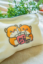 Load image into Gallery viewer, Belugabee Hamsters and Boba Pencil Pouch Alt Text: Playful hamsters sipping boba drinks adorn this eco-friendly pencil pouch, adding a delightful touch to your stationery collection. 🐹🥤✏️ #BobaPencilPouch #CuteEcoFashion #HamsterDesign
