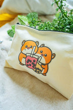 Load image into Gallery viewer, Belugabee Hamsters and Boba Pencil Pouch Alt Text: Playful hamsters sipping boba drinks adorn this eco-friendly pencil pouch, adding a delightful touch to your stationery collection. 🐹🥤✏️ #BobaPencilPouch #CuteEcoFashion #HamsterDesign