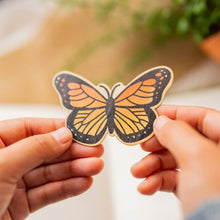 Load image into Gallery viewer, Monarch Butterfly Bamboo Sticker - Solo shot showcasing the exquisite wings of the monarch butterfly on sustainable bamboo.