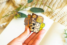 Load image into Gallery viewer, A Zoo Animals Bamboo Sticker is an eco-friendly decorative item featuring illustrations of various zoo animals, such as pandas, elephants, and giraffes, printed on sustainable bamboo material. These stickers are designed to be durable and versatile, suitable for application on items like hydro flasks, journals, and tote bags. The strong adhesive ensures they stay securely in place over time.