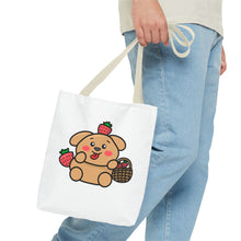 Load image into Gallery viewer, Strawberry Puppy Tote Bag – Cute Picnic Market Shopper
