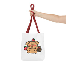 Load image into Gallery viewer, Strawberry Puppy Tote Bag – Cute Picnic Market Shopper
