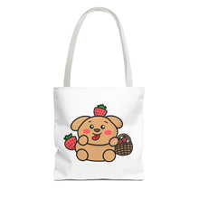 Load image into Gallery viewer, Strawberry Puppy Tote Bag – Cute Picnic Market Shopper
