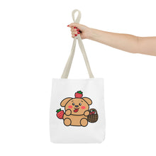 Load image into Gallery viewer, Strawberry Puppy Tote Bag – Cute Picnic Market Shopper
