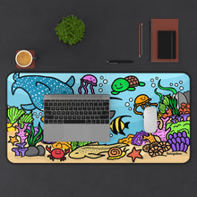 Load image into Gallery viewer, Underwater Ocean Life Desk Mat — Colorful Sea Creatures Mouse Pad
