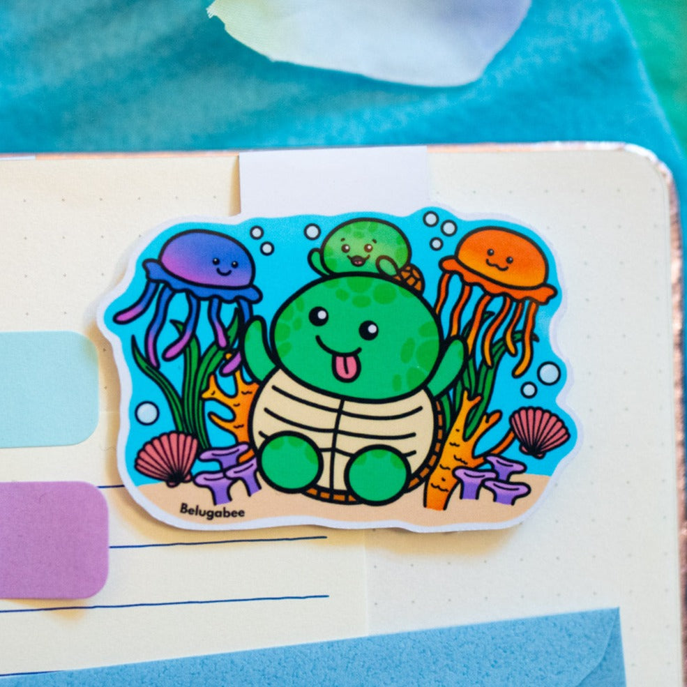 Turtle & Jellies Magnetic Bookmark