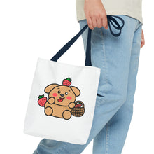 Load image into Gallery viewer, Strawberry Puppy Tote Bag – Cute Picnic Market Shopper
