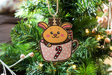 Load image into Gallery viewer, Reindeer in a Candy Cane Cup Ornament
