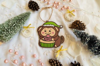 Cute monkey wood ornament 