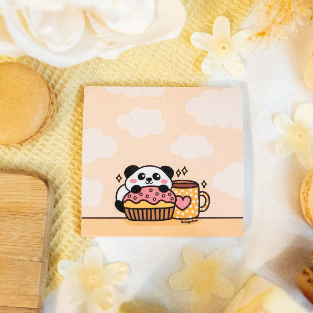 Panda Cozy Cafe Sticky Notepad