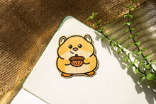 Load image into Gallery viewer, Belugabee Bamboo Sticker: Adorable hamster in acorn design, crafted on eco-friendly bamboo. Elevate your style with this charming 3x3-inch sticker. 🐹🌿 #BambooSticker #HamsterAcornDesign #CuteDecor
