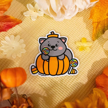 Load image into Gallery viewer, Black Cat and Pumpkin Sticker
