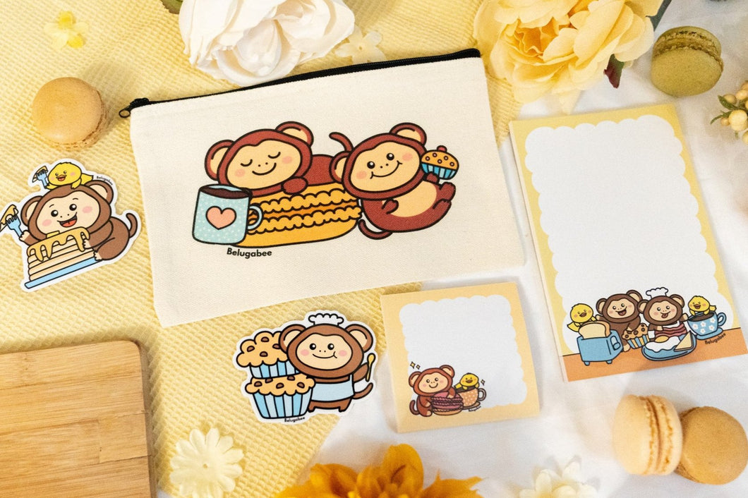 Monkey Cozy Cafe Stationery Gift Set