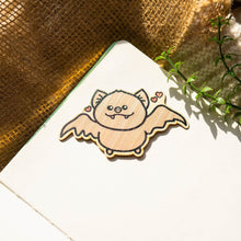 Load image into Gallery viewer, A cute grey bat bamboo sticker, featuring intricate details, adding a charming touch to the design
