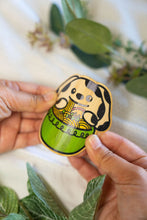 Load image into Gallery viewer, Belugabee Bamboo Sticker: Playful Dalmatian dog slurping noodles from a vibrant green bowl of ramen, showcasing flexibility as the sticker is bent. Elevate your style with this adorable 3x3-inch eco-friendly sticker. 🐾🍜 #BambooSticker #DalmatianDogRamen #NoodleLover #FlexibilityAndDurability
