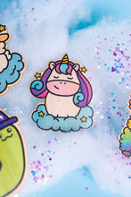 Load image into Gallery viewer,  Unicorn, rainbow alpaca, wizard snail, and dreamy sheep depicted in a charming composition of fantasy and wonder. 🌈🦄🐌🐑 #MagicalStickers #BambooArt #FantasyMagic
