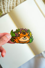 Load image into Gallery viewer, Illustration of a tiger on an eco-friendly bamboo sticker.
