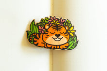 Load image into Gallery viewer, Illustration of a tiger on an eco-friendly bamboo sticker.
