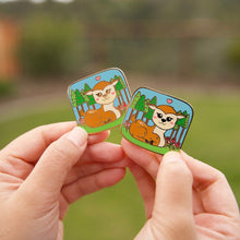 Load image into Gallery viewer, Two My Deer Forest Pins side by side, featuring a serene deer nestled amidst trees, a heart above its head symbolizing a harmonious connection with nature. 🦌💖 #DeerPin #WoodlandMagic
