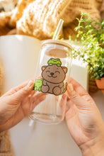 Load image into Gallery viewer, Belugabee Bamboo Sticker: Whimsical Black Cat and Two Frogs Adorn a Glass Cup - Eco-Friendly Nature-inspired Design
