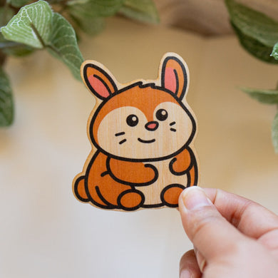 Belugabee Bamboo Sticker: Adorable brown bunny rabbit design. Elevate your style with this eco-friendly 3x3-inch sticker. 🐰 #BambooSticker #BunnyDesign