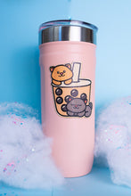 Load image into Gallery viewer, Charming kittens with boba, now adorning your cup, bringing a playful and delightful touch to your drinkware! 🐾🥤 #CupAdorned #KittensBobaSticker #BambooArt
