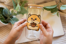 Load image into Gallery viewer, Belugabee Bamboo Wood Sticker: Charming Chunky Hamster with Acorn design, adorning a glass cup. Elevate your style with this adorable 3x3-inch sticker on eco-friendly bamboo. 🐹🌰 #BambooWoodSticker #ChunkyHamsterAcorn #GlassCupDecor

