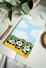 Load image into Gallery viewer, A delightful 6in x 4in memo pad featuring a cute bamboo panda design, perfect for notes and doodles. 🐼✨ #KawaiiPanda #BambooMemoPad #AdorableStationery
