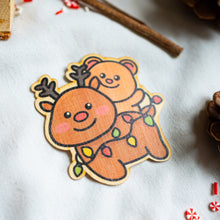 Load image into Gallery viewer, Bear and Reindeer Bamboo Sticker
